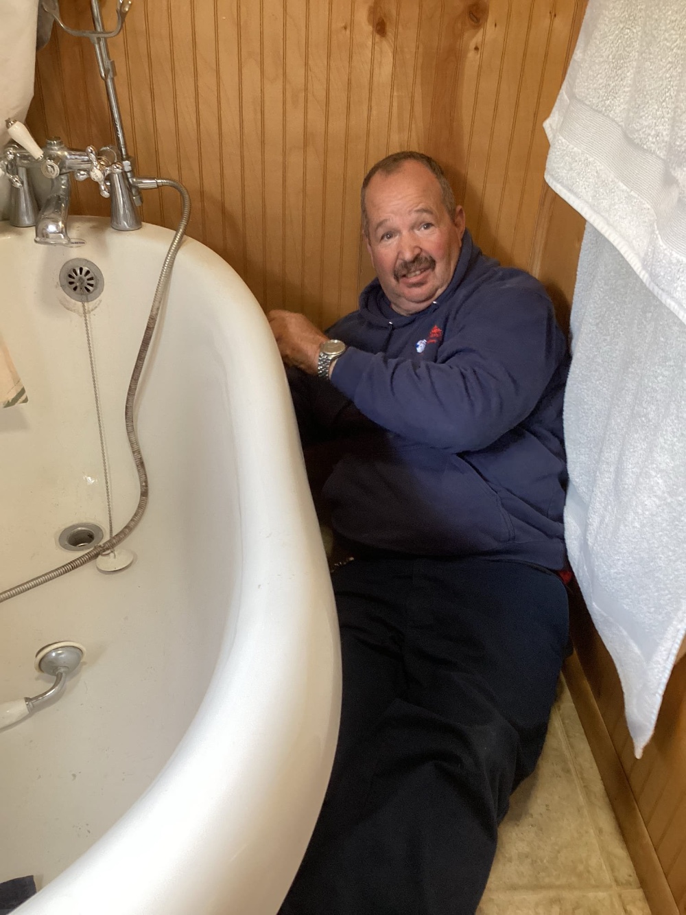 KC working on a tub