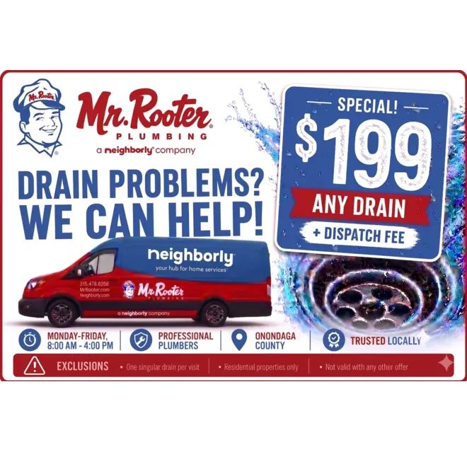 Mr. Rooter $199 Drain Cleaning Promo.