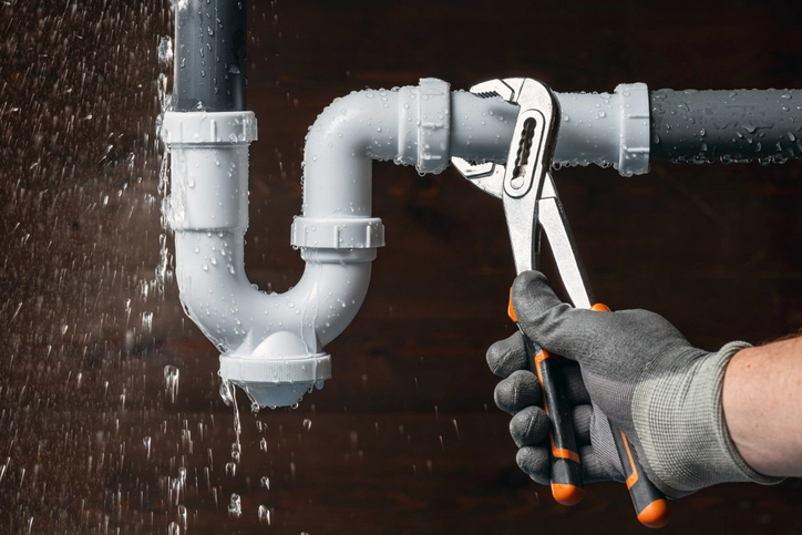 Close up of a plumber's hand fixing a water leak | Mr. Rooter Plumbing Yavapi, Coconino, and Maricopa Counties.