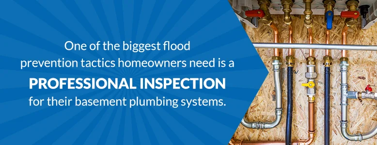 Flood prevention tactics include a professional inspection Flood prevention tactics include a professional inspection