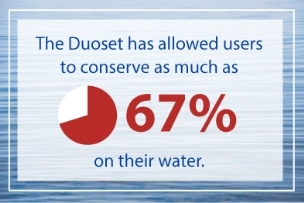 Duroset allows users to conserve 67% of water Duroset allows users to conserve 67% of water
